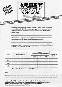 Abbey Road order form