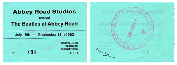 Abbey Road Studios Ticket