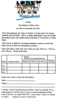 Abbey Road Studios order form