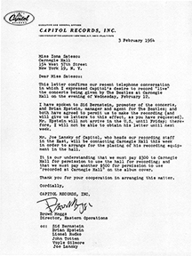 Carnegie Hall Capitol letter