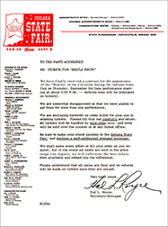 Indiana State Fair - letter regarding Beatles tickets