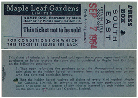 Toronto - 9/7/64 Press Box