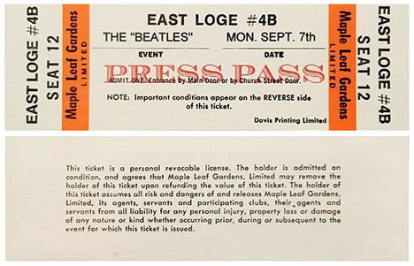 Toronto - 9/7/64 Press Pass